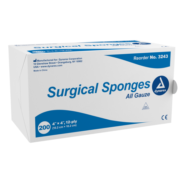 Dynarex Surgical Gauze Sponge 4"x 4" 8 Ply 3242